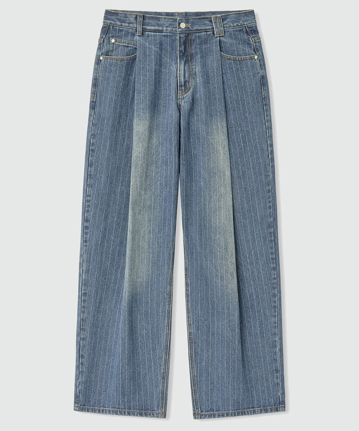 데케트(DECET) Deep Pleats Wide Jeans DCPT030STBlue