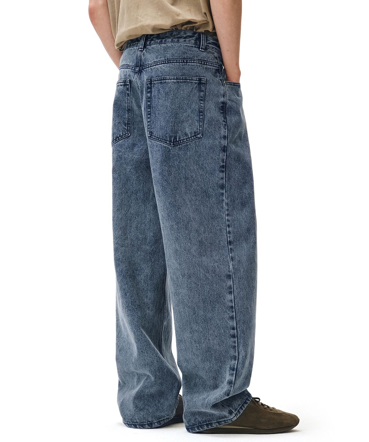 데케트(DECET) Deep Pleats Wide Jeans DCPT030STNGRBlue