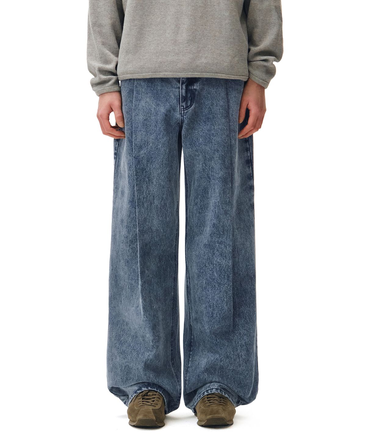데케트(DECET) Deep Pleats Wide Jeans DCPT030STNGRBlue