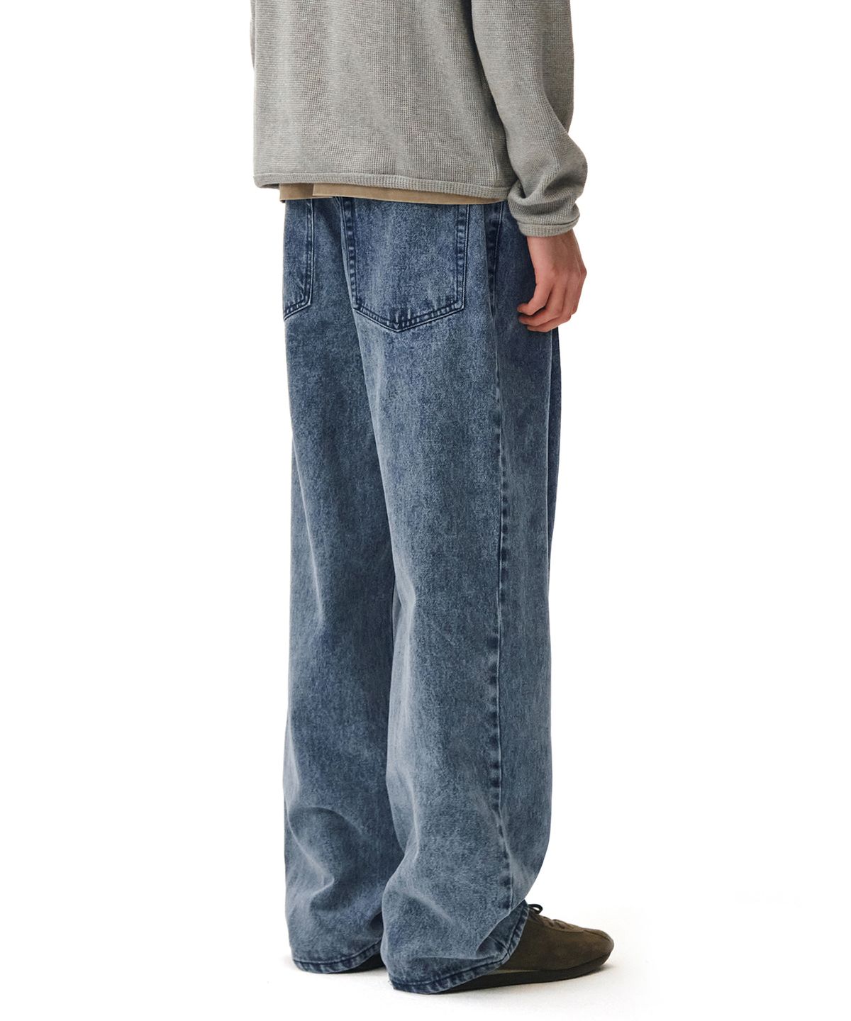데케트(DECET) Deep Pleats Wide Jeans DCPT030STNGRBlue