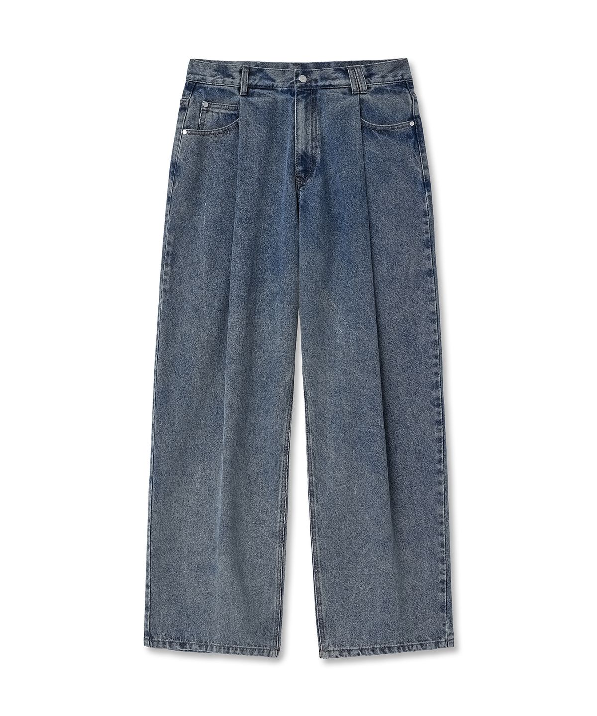 데케트(DECET) Deep Pleats Wide Jeans DCPT030STNGRBlue