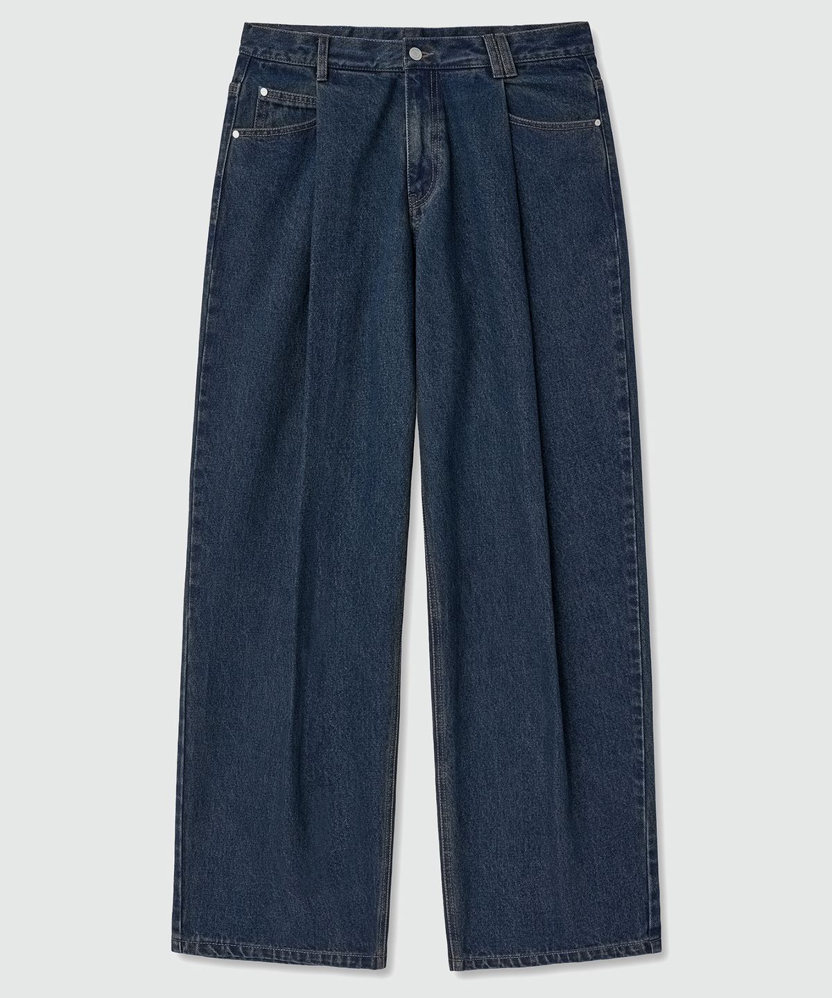 데케트(DECET) Deep Pleats Wide Jeans DCPT030YLBlue