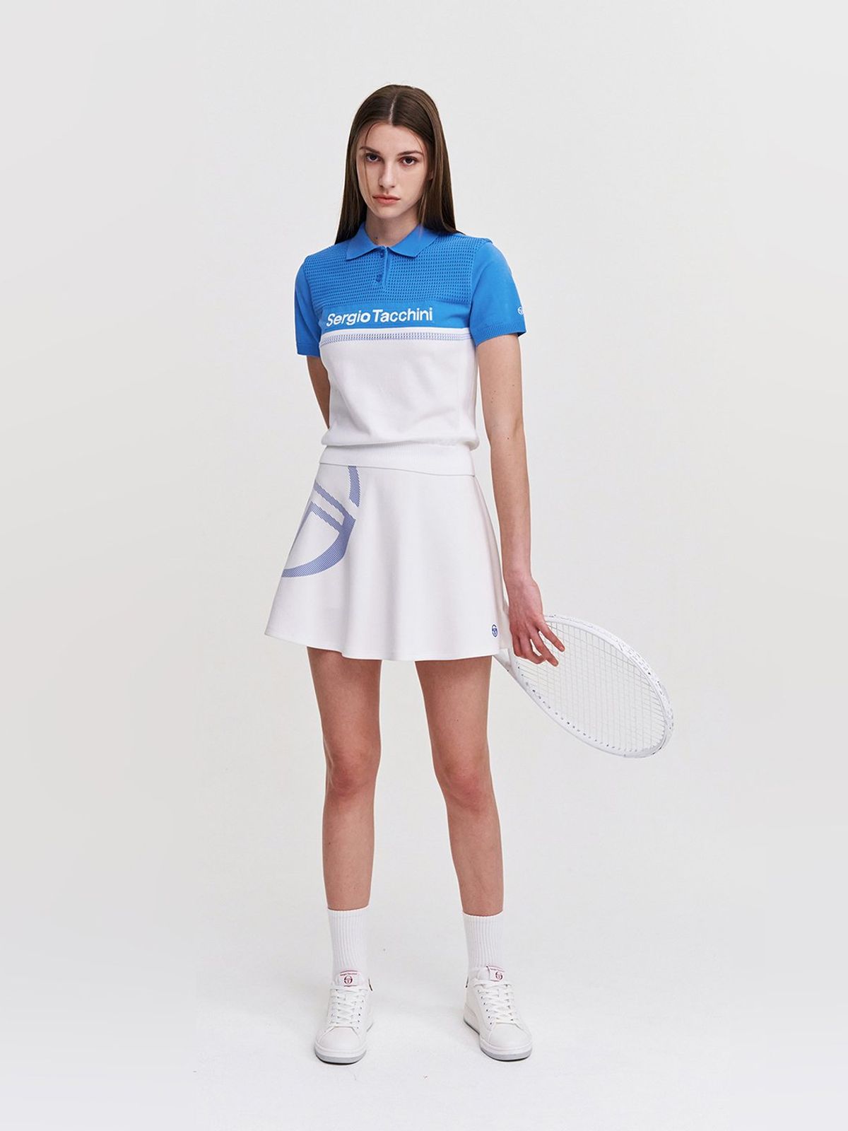 세르지오 타키니(SERGIO TACCHINI) W 고트 다마린도 반팔 폴로 스웨터 (D.Blue)