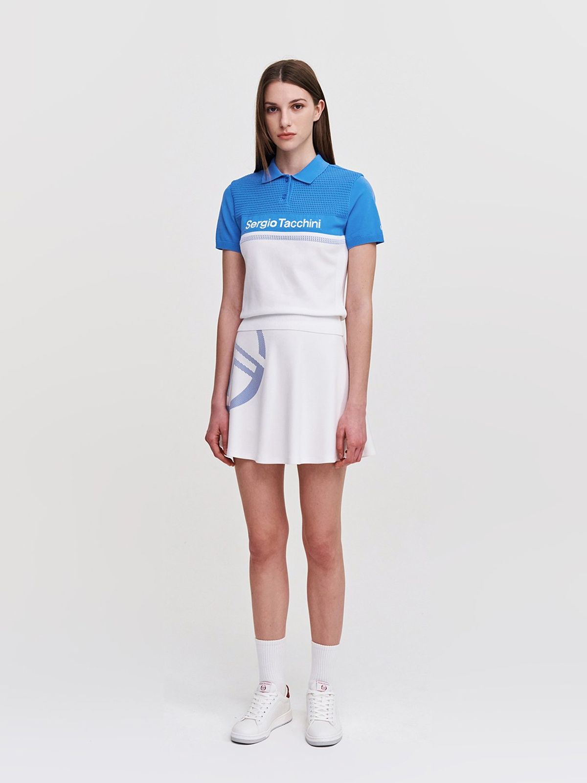 세르지오 타키니(SERGIO TACCHINI) W 고트 다마린도 반팔 폴로 스웨터 (D.Blue)