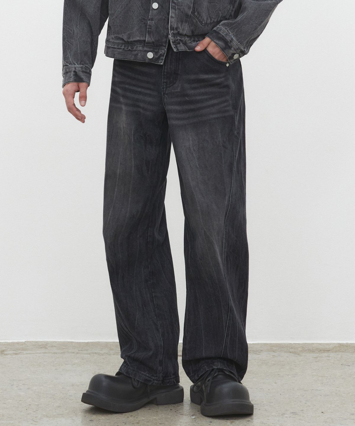 데케트(DECET) Curved Wide Jeans DCPT033CRBlackB