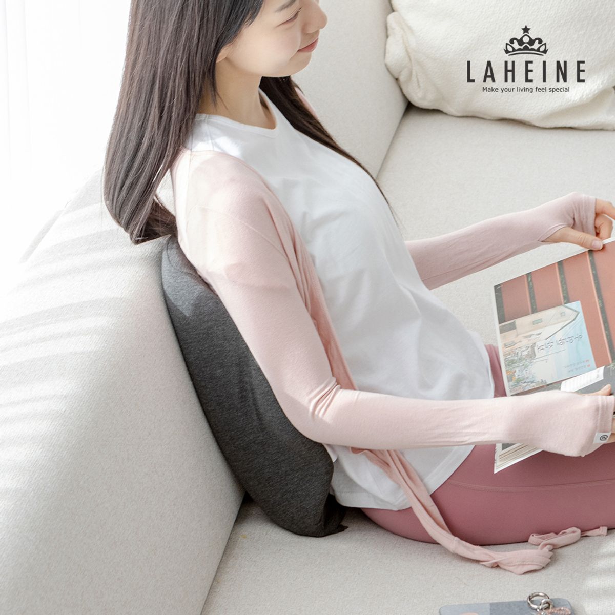 라헨느(LAHEINE) 메모리폼 허리베개,등베개 쿠션 2colors