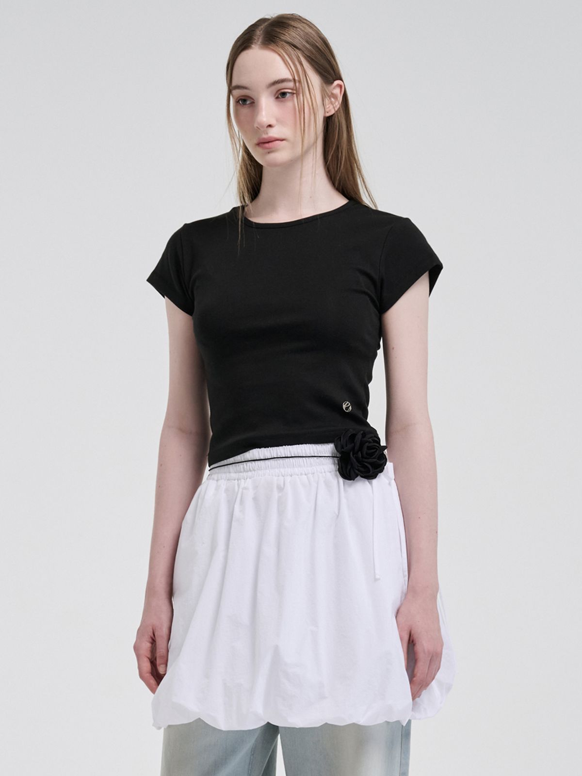 에트몽(ETMON) Cap Sleeve T-Shirt, Black