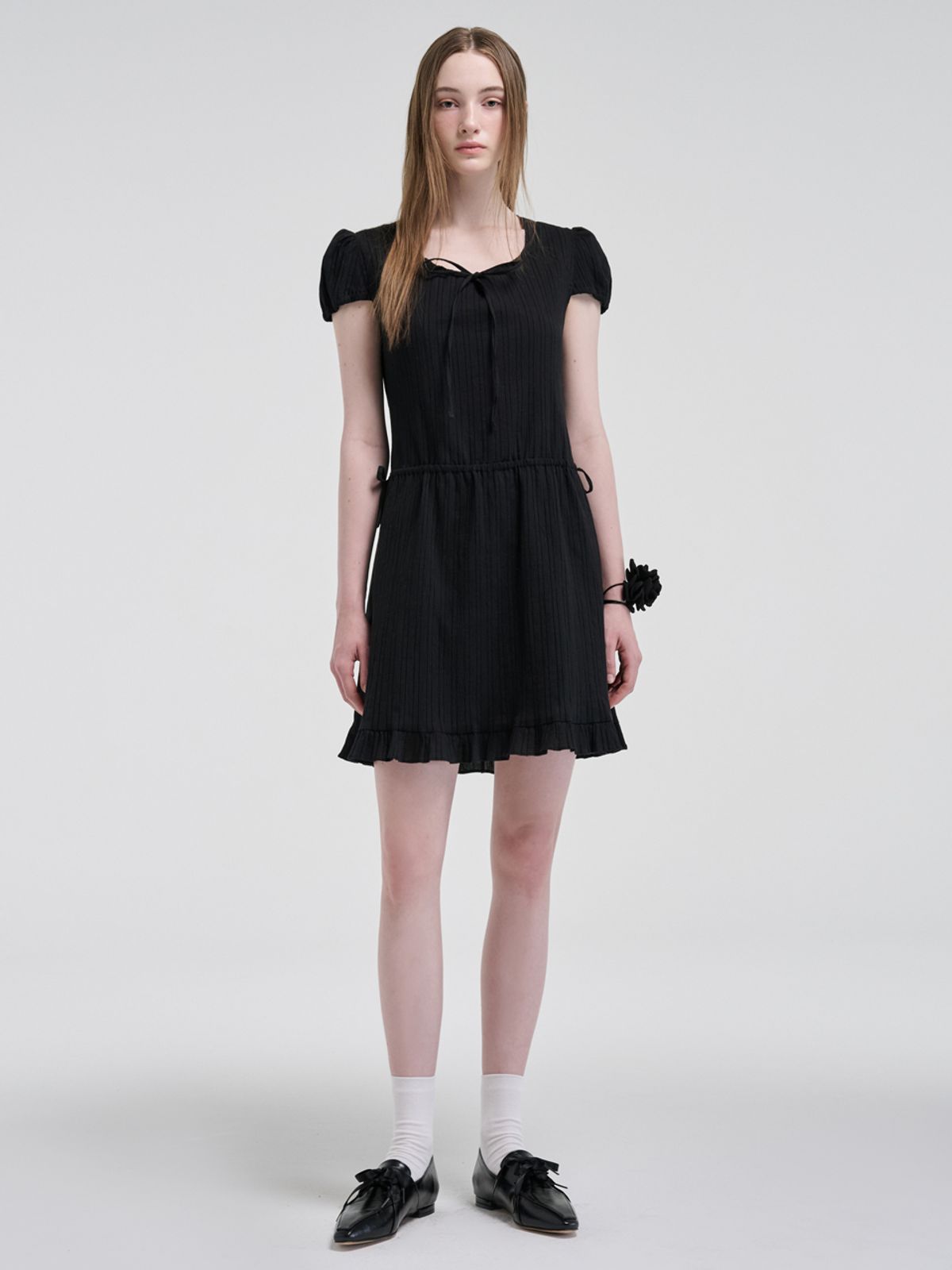 에트몽(ETMON) Puff String Mini Dress, Black