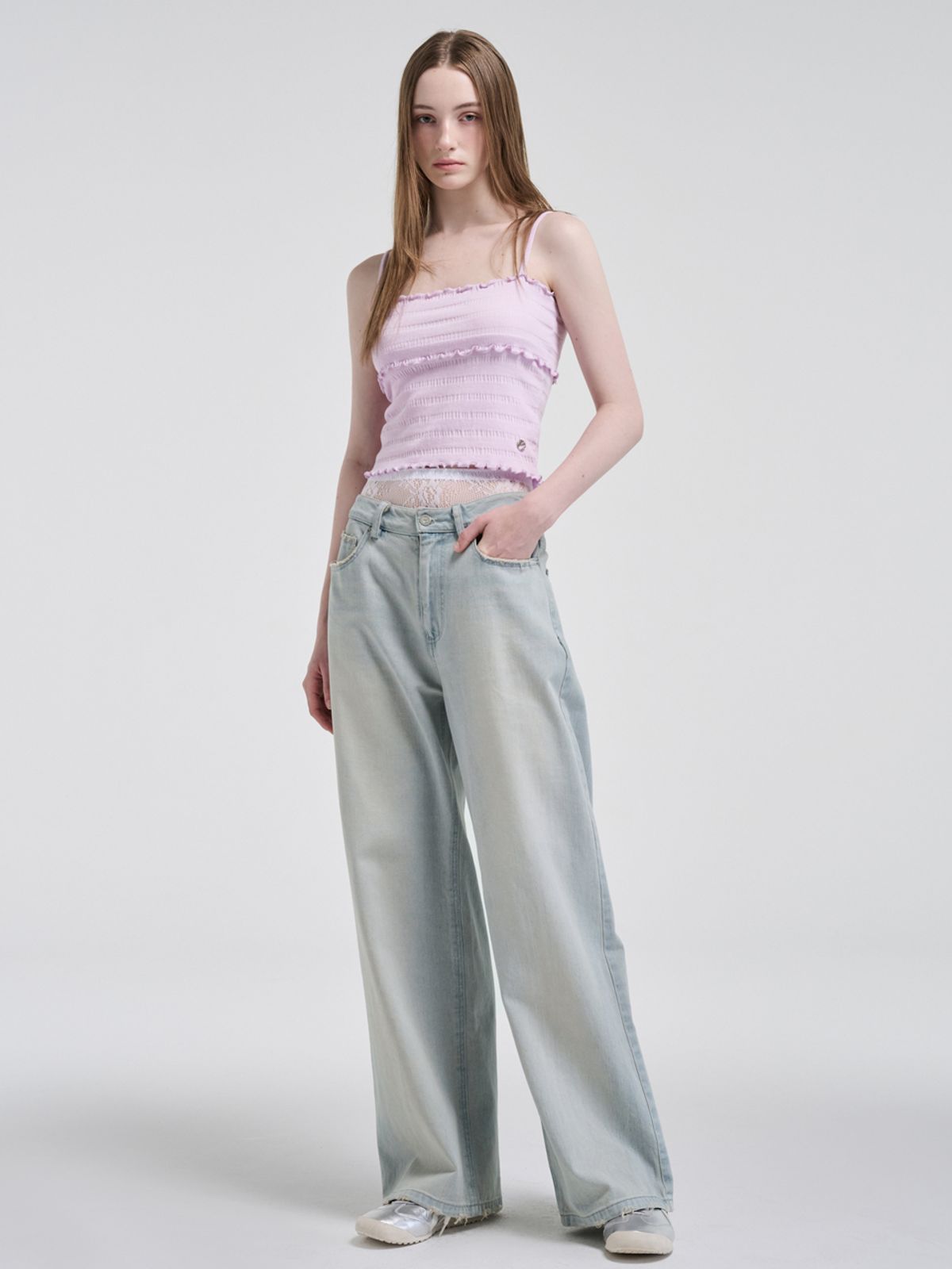 에트몽(ETMON) Wave Logo Sleeveless Top, Lavender Pink