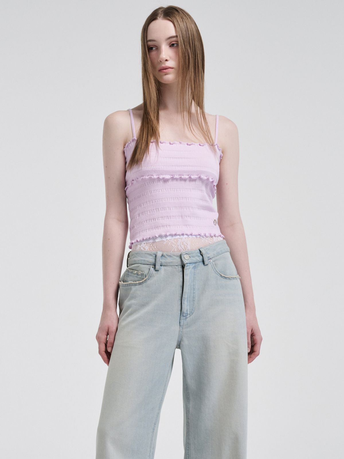 에트몽(ETMON) Wave Logo Sleeveless Top, Lavender Pink