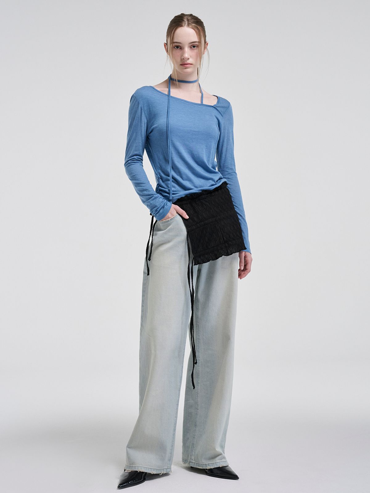 에트몽(ETMON) Strap Scarf T-Shirt, Blue