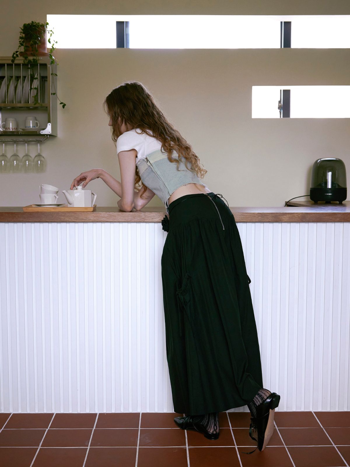 에트몽(ETMON) Denim Strap Top, Light Blue