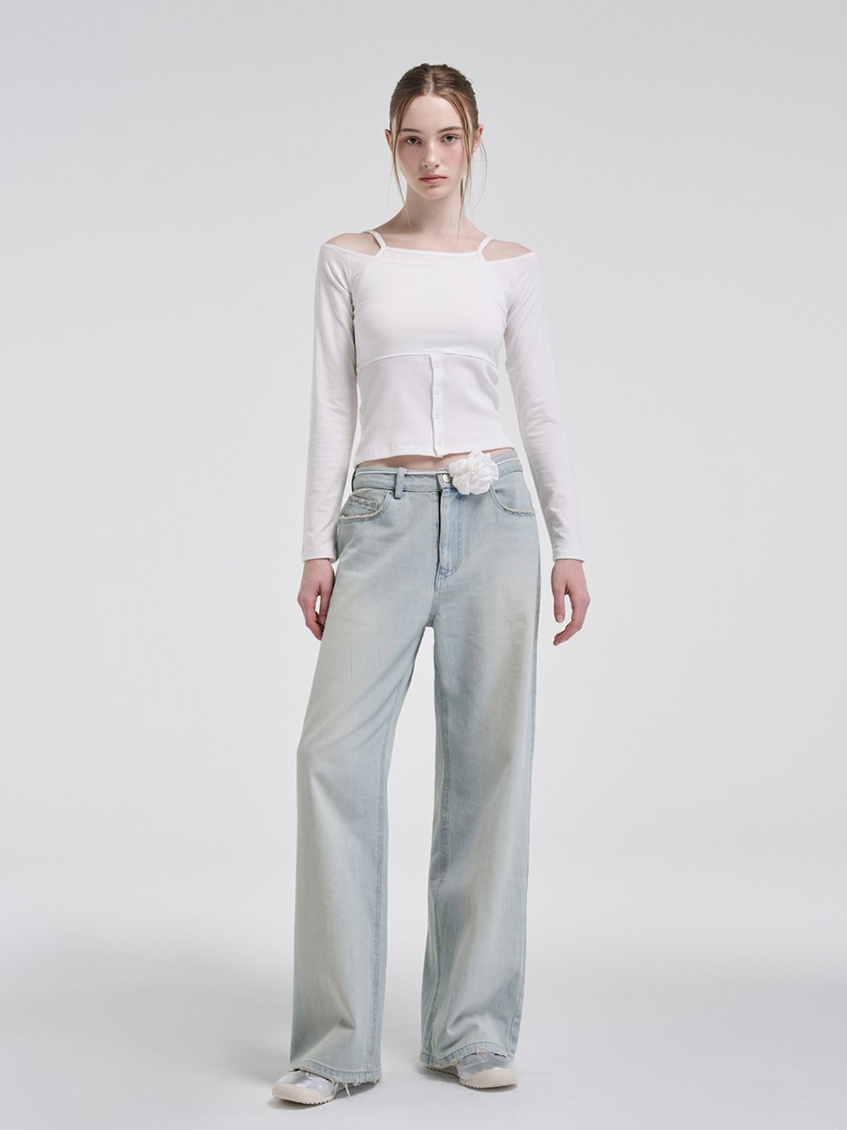 에트몽(ETMON) Damaged Washing Denim Pants, Light Blue