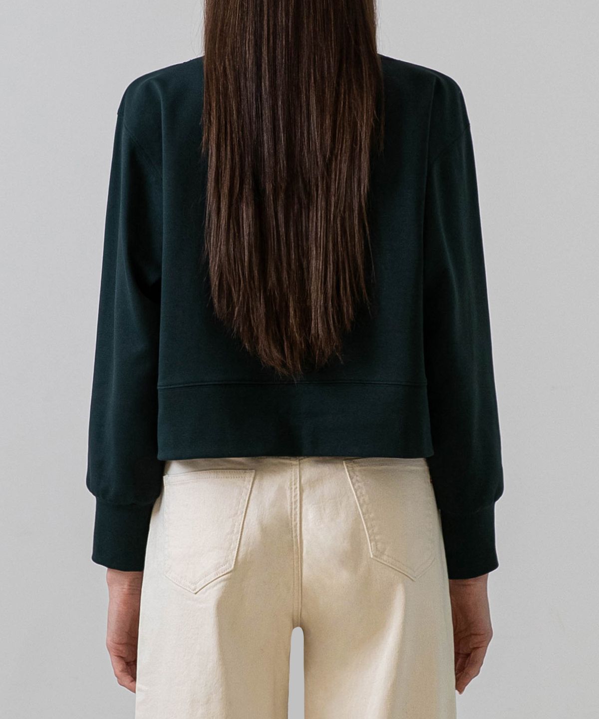 논앤논(NON AND NON) Layered Slit Point Sweatshirt_NSTS429 (Deep green)