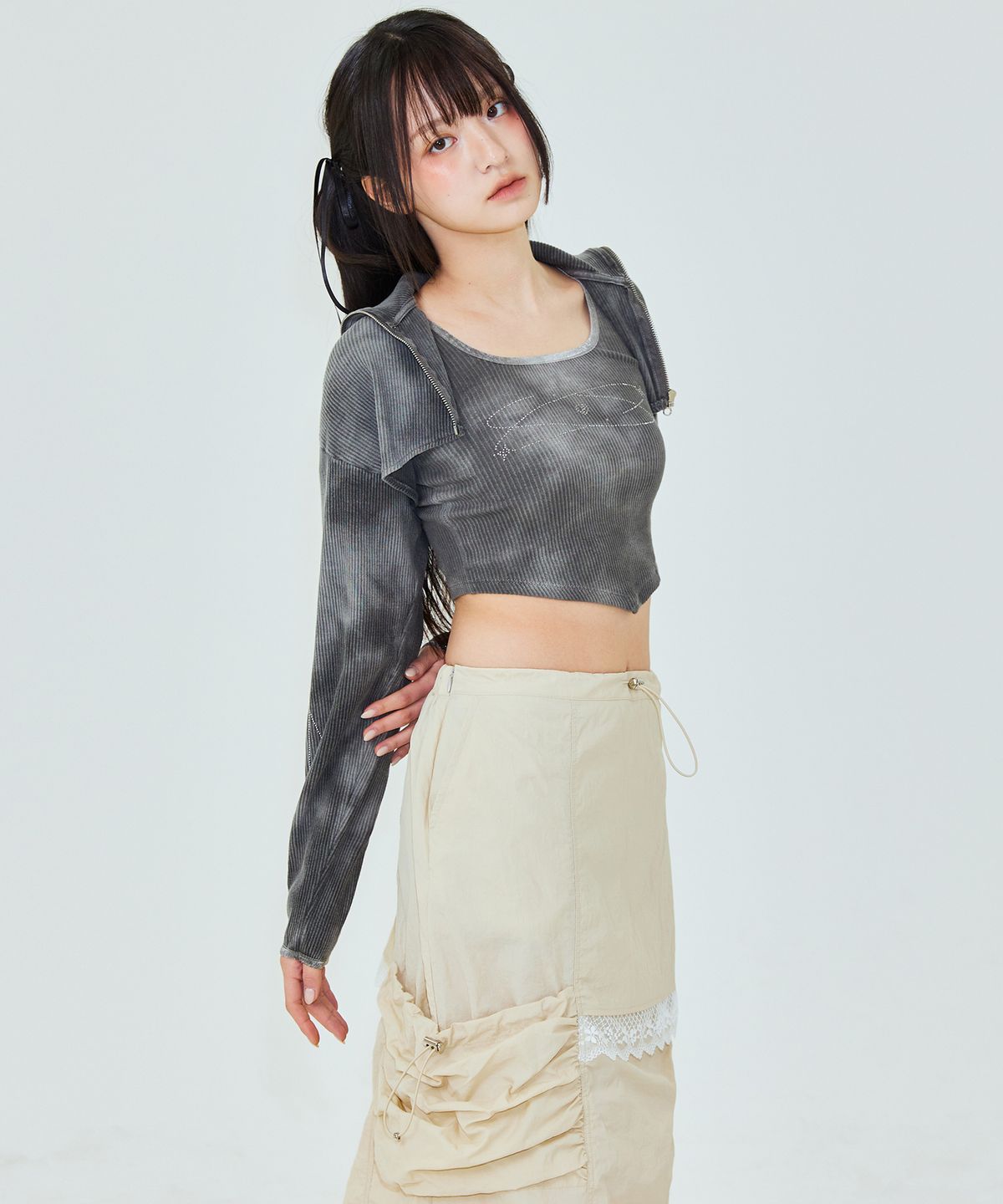 플라즈마스페어(PLASMA SPHERE) CASTLE SKIRT IN BEIGE (롱 카고 스커트)
