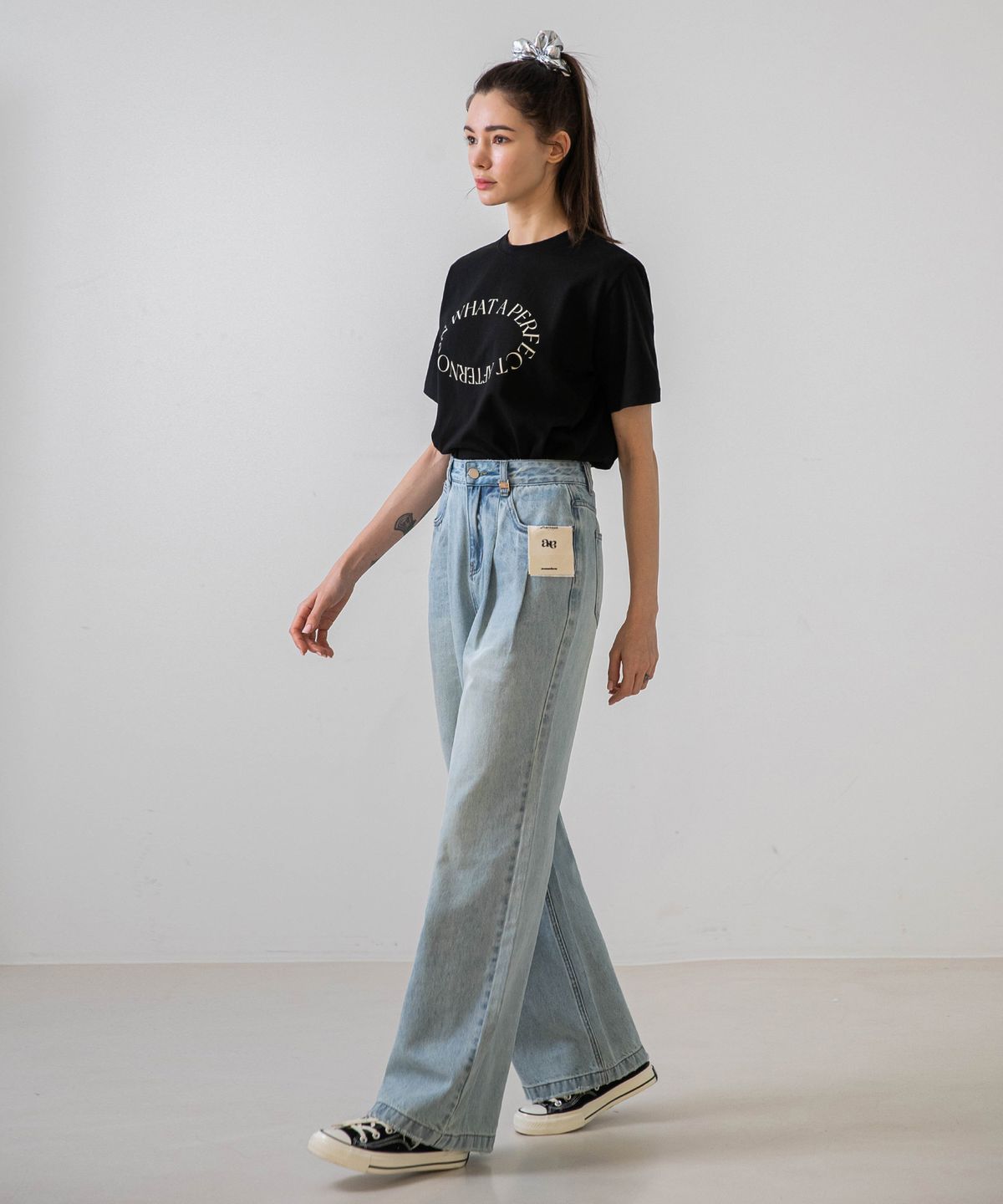 논앤논(NON AND NON) TWO PINTUCK WIDE DENIM PANTS_NSDP436 (Lightblue)
