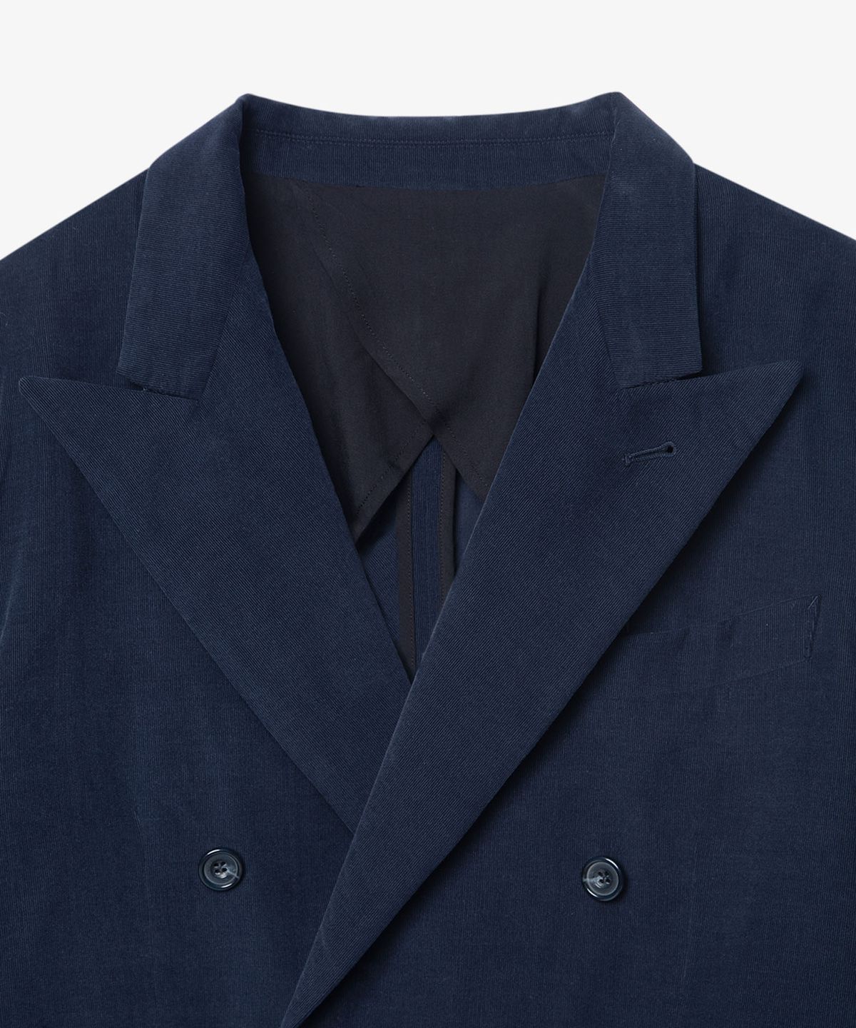 벌스데이수트(BIRTHDAYSUIT) CORDUROY DOUBLE BREASTED JACKET (NAVY)