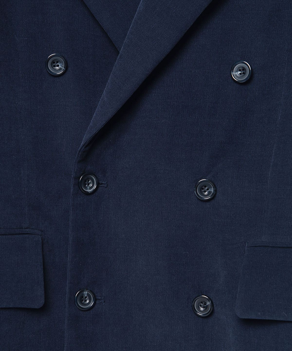 벌스데이수트(BIRTHDAYSUIT) CORDUROY DOUBLE BREASTED JACKET (NAVY)