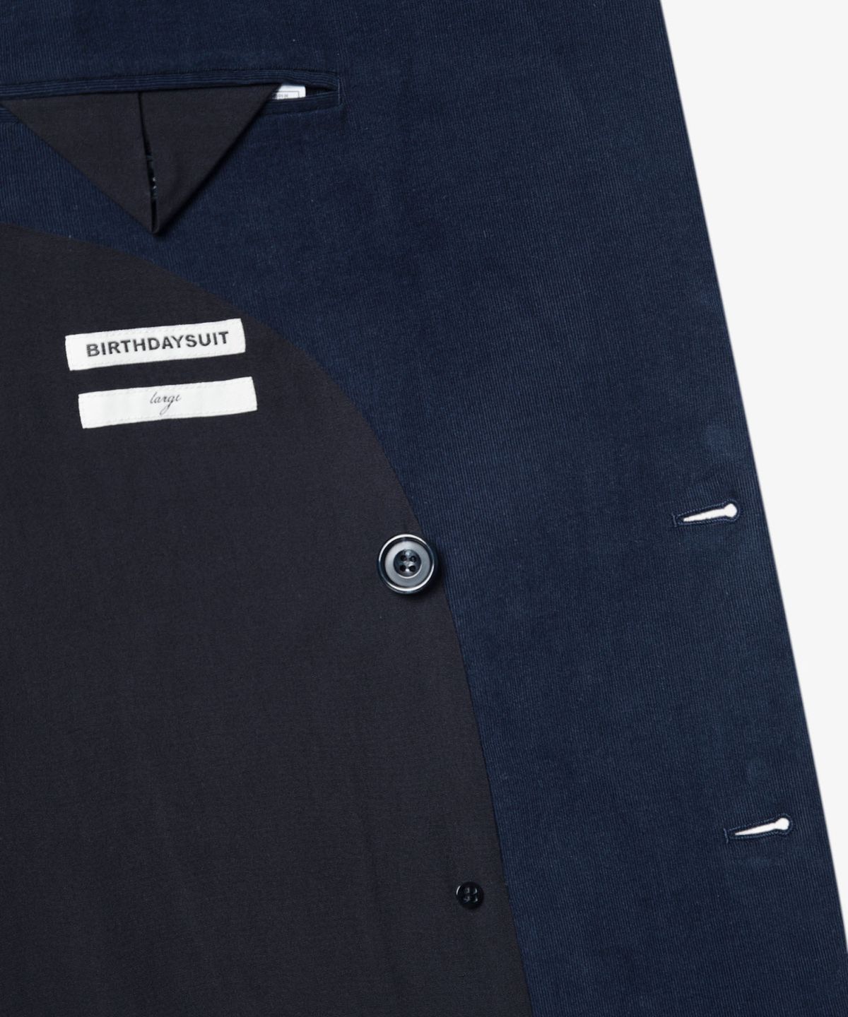 벌스데이수트(BIRTHDAYSUIT) CORDUROY DOUBLE BREASTED JACKET (NAVY)