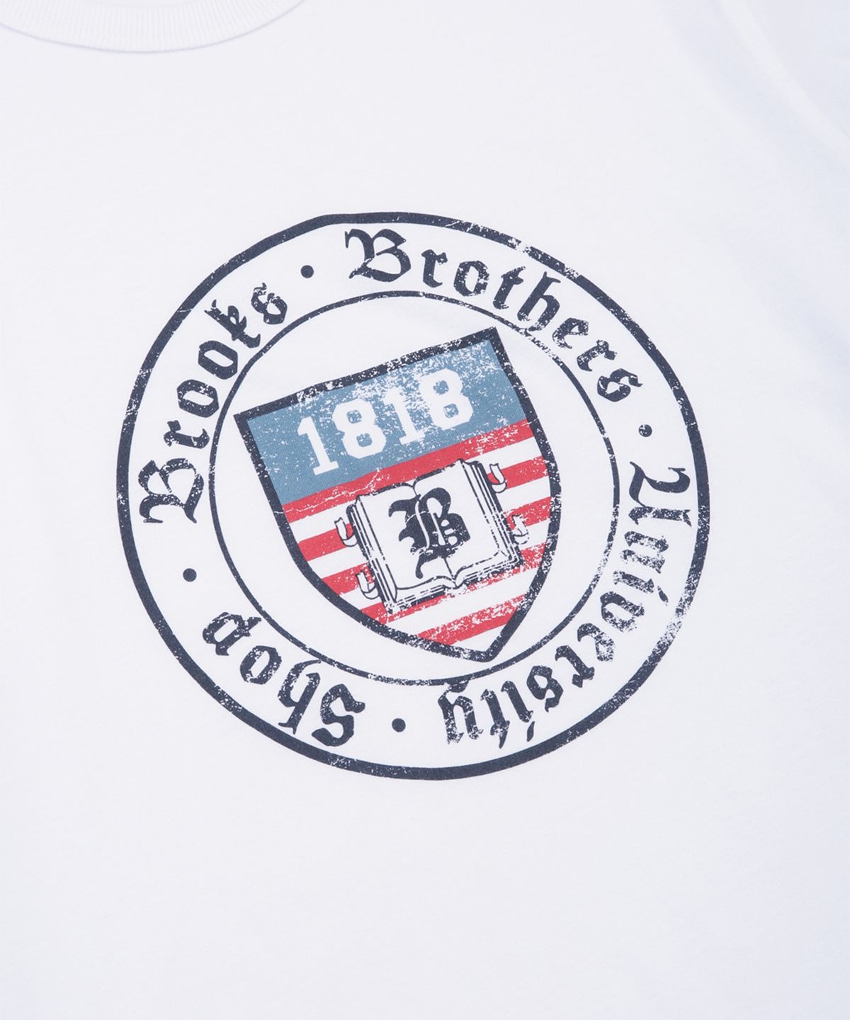 브룩스 브라더스(BROOKS BROTHERS) BB 유니버시티 숏슬리브 그래픽 티셔츠 (화이트) (BBNPMF9400AEM)