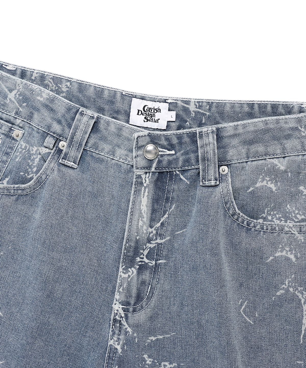 카비시(CAVISH) PRINTED CARPENTER DENIM SHORTS BLUE(CV2EMUD160A)