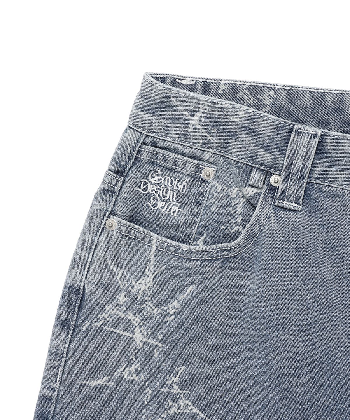 카비시(CAVISH) PRINTED CARPENTER DENIM SHORTS BLUE(CV2EMUD160A)