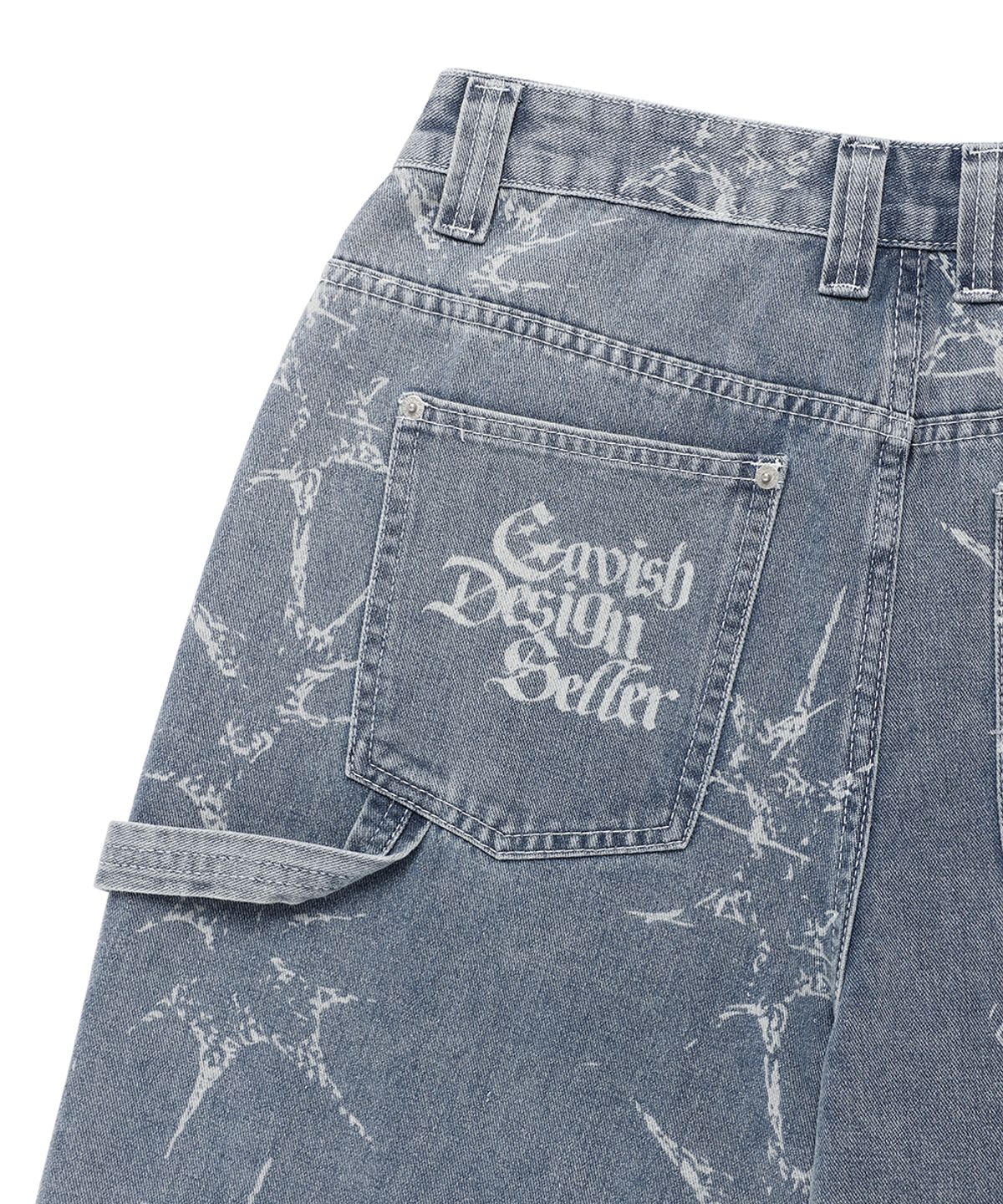 카비시(CAVISH) PRINTED CARPENTER DENIM SHORTS BLUE(CV2EMUD160A)