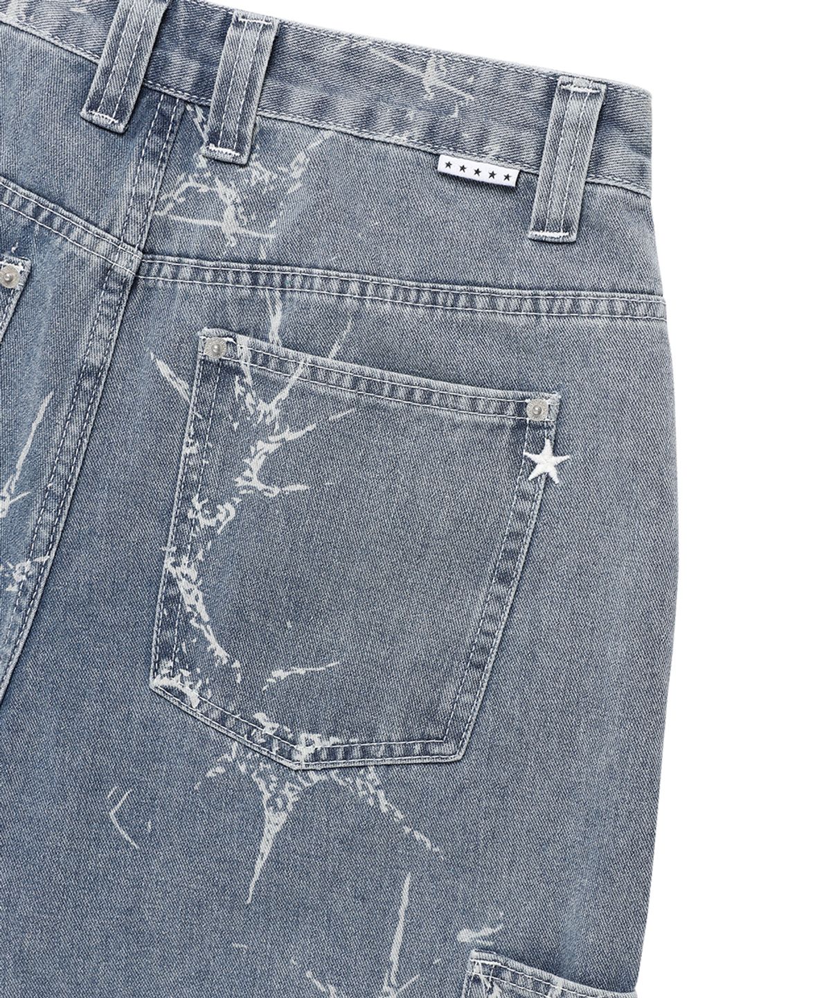 카비시(CAVISH) PRINTED CARPENTER DENIM SHORTS BLUE(CV2EMUD160A)