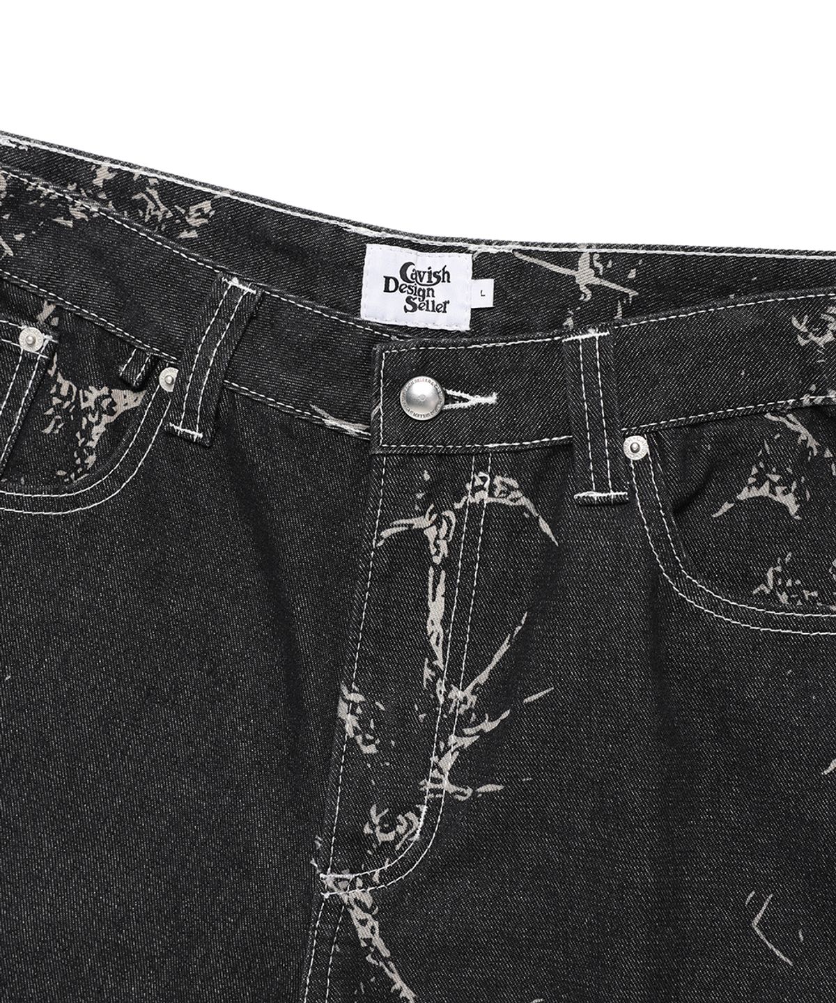 카비시(CAVISH) PRINTED CARPENTER DENIM SHORTS BLACK(CV2EMUD160A)