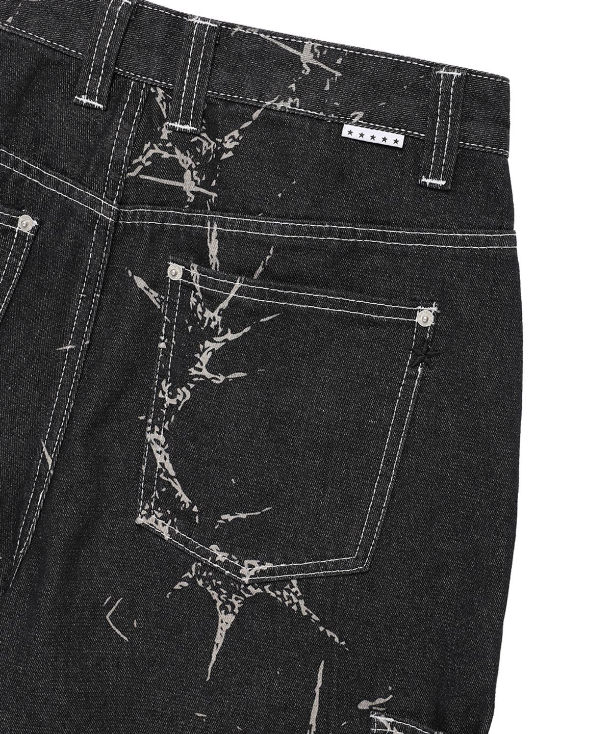 카비시(CAVISH) PRINTED CARPENTER DENIM SHORTS BLACK(CV2EMUD160A)