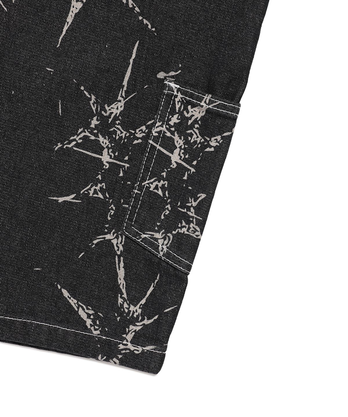 카비시(CAVISH) PRINTED CARPENTER DENIM SHORTS BLACK(CV2EMUD160A)