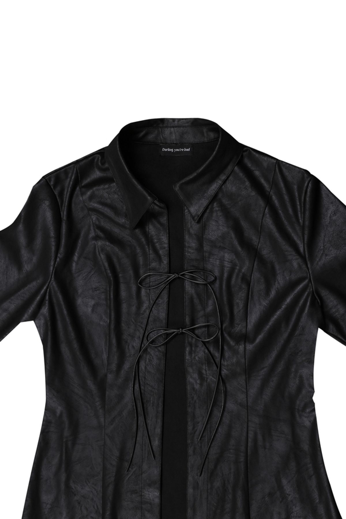 달링유어배드(DARLING, YOU'RE BAD) MAXI LEATHER SHIRT #BLACK