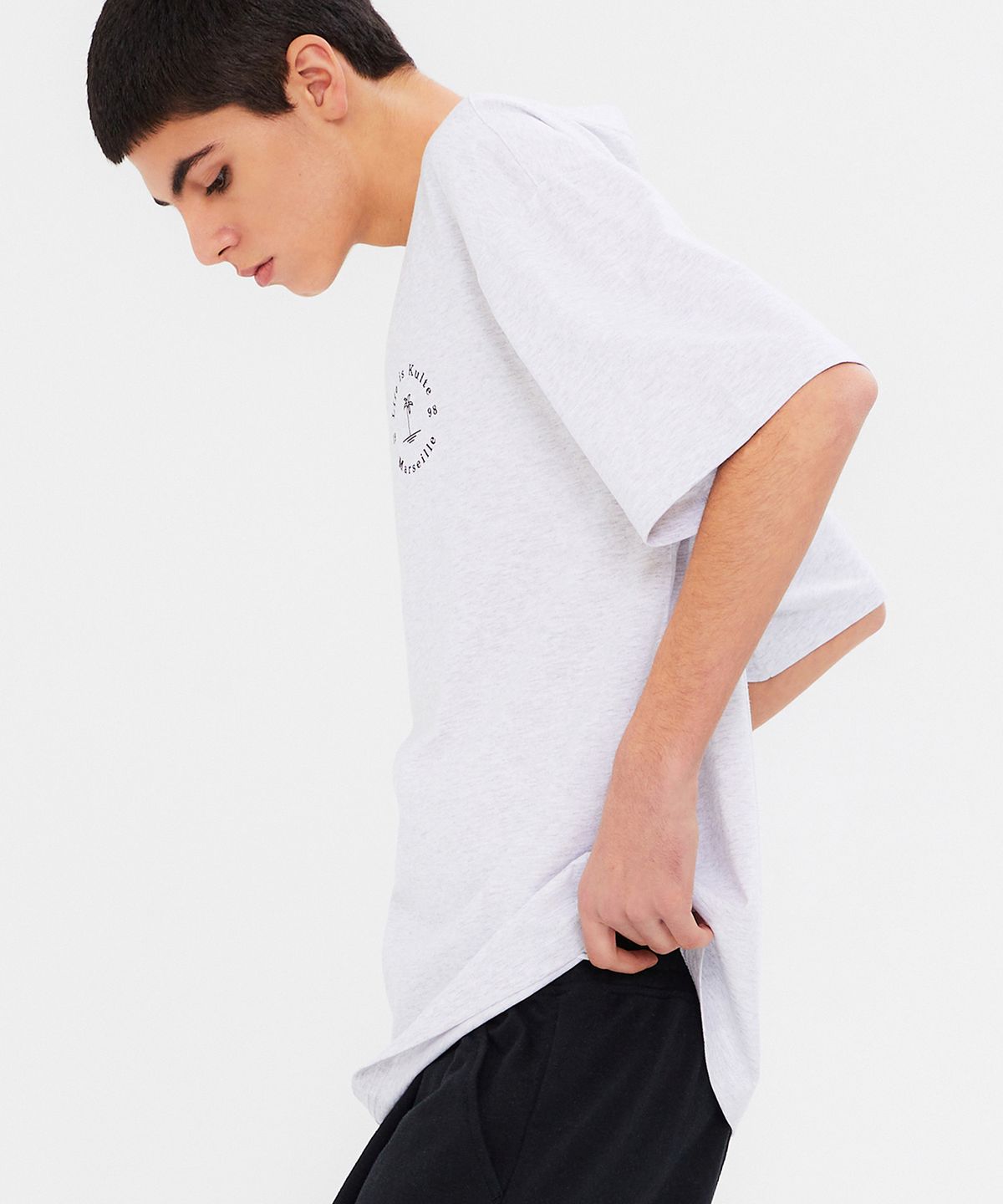 쿨트(KULTE) CIRCLE PALM TREE T-SHIRT L.MELANGE