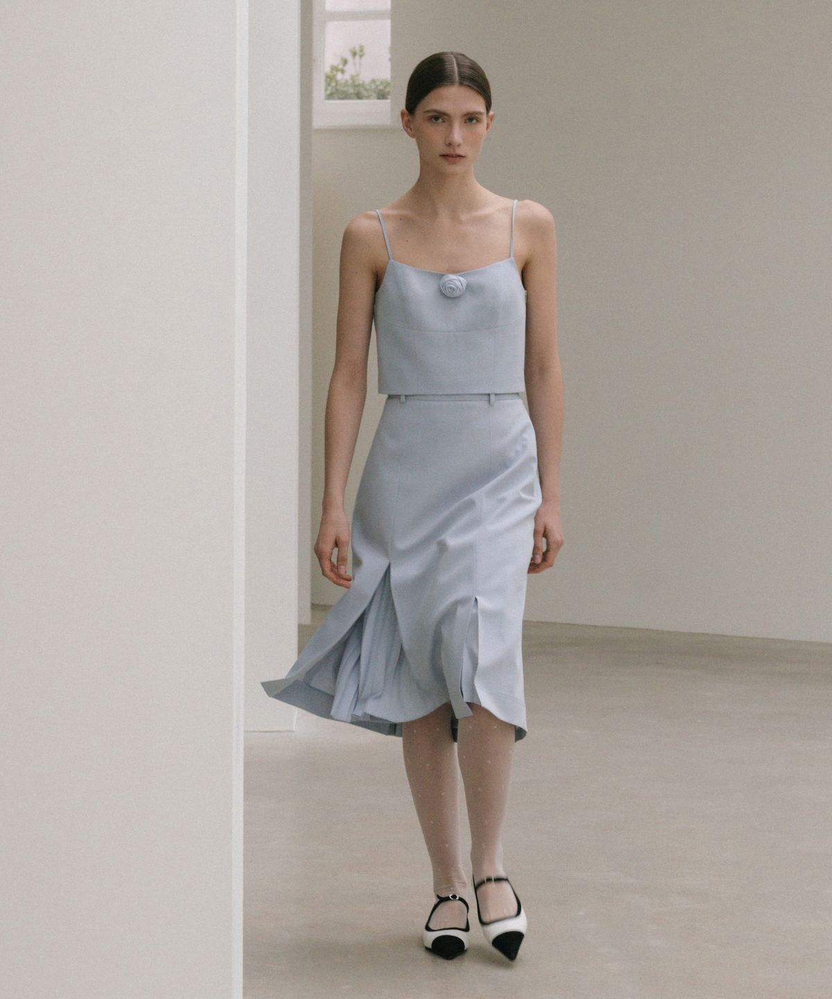 오떼뜨(OCTETTE) PLEAT SLIT MIDI-SK_2COLOR