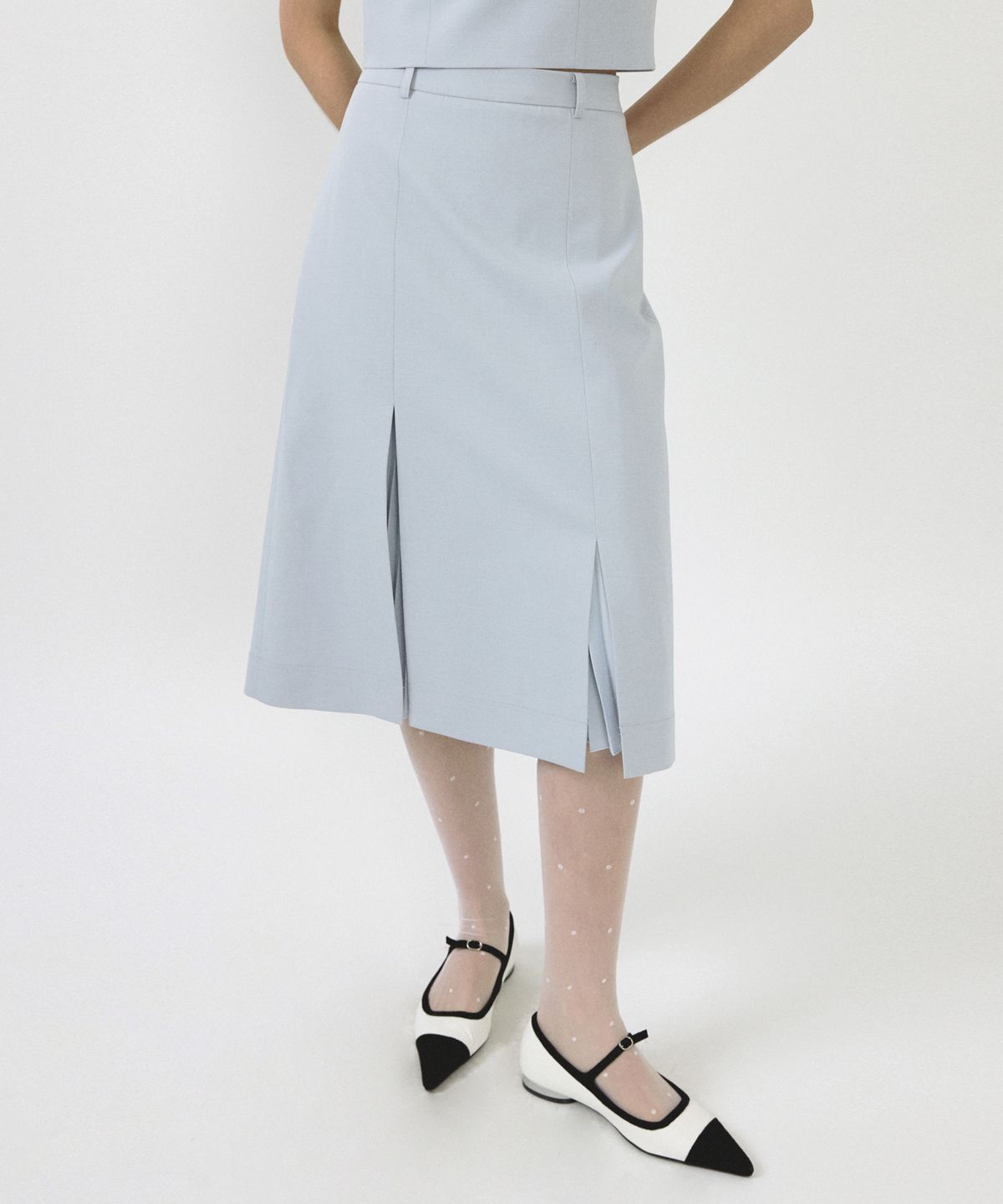 오떼뜨(OCTETTE) PLEAT SLIT MIDI-SK_2COLOR