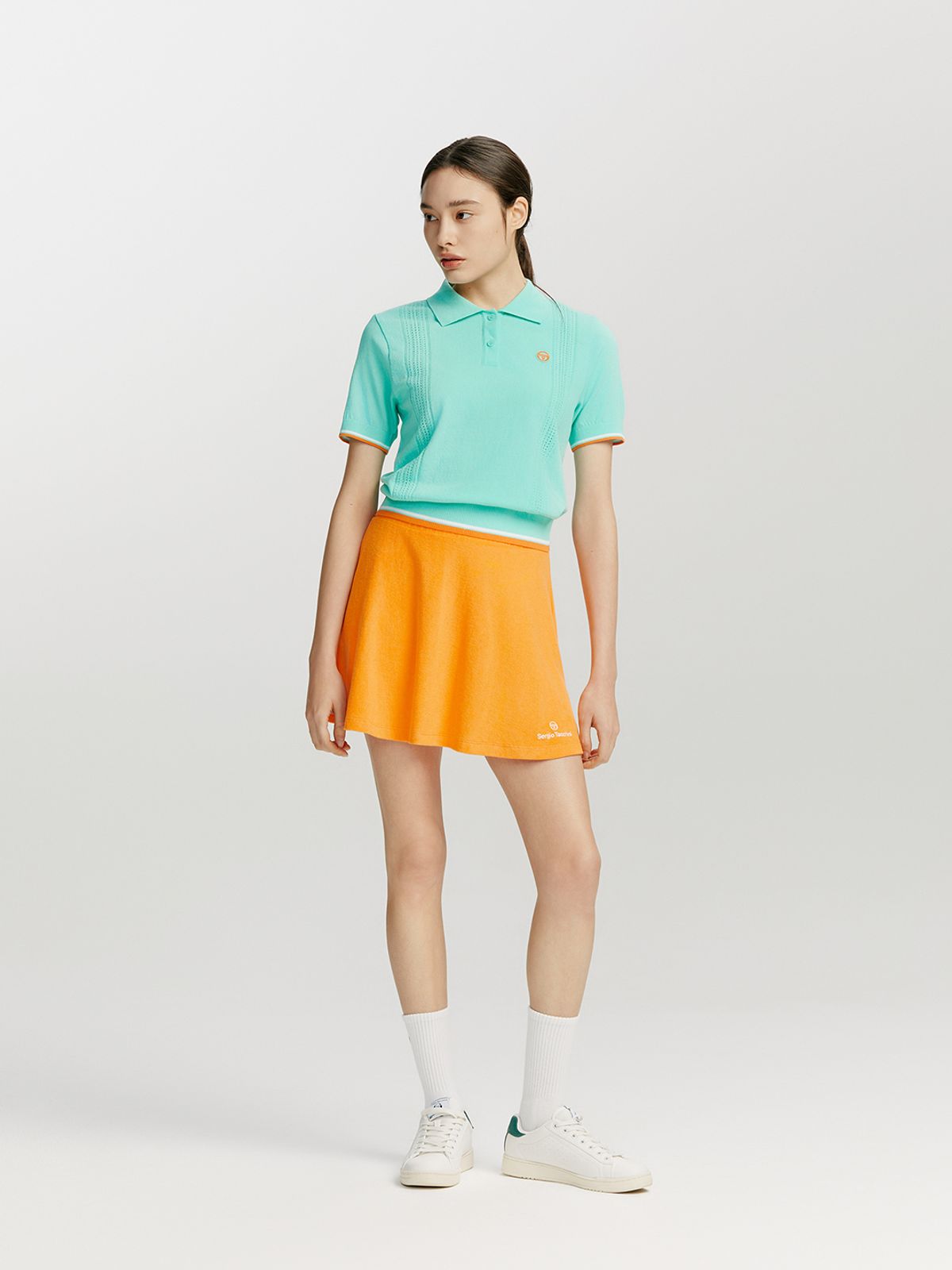 세르지오 타키니(SERGIO TACCHINI) W 프레피 반팔 폴로 스웨터 (L.Mint)