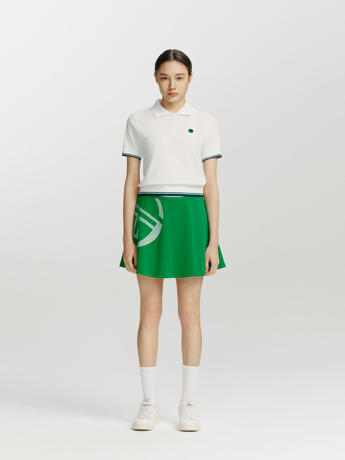 세르지오 타키니(SERGIO TACCHINI) W 프레피 반팔 폴로 스웨터 (White)