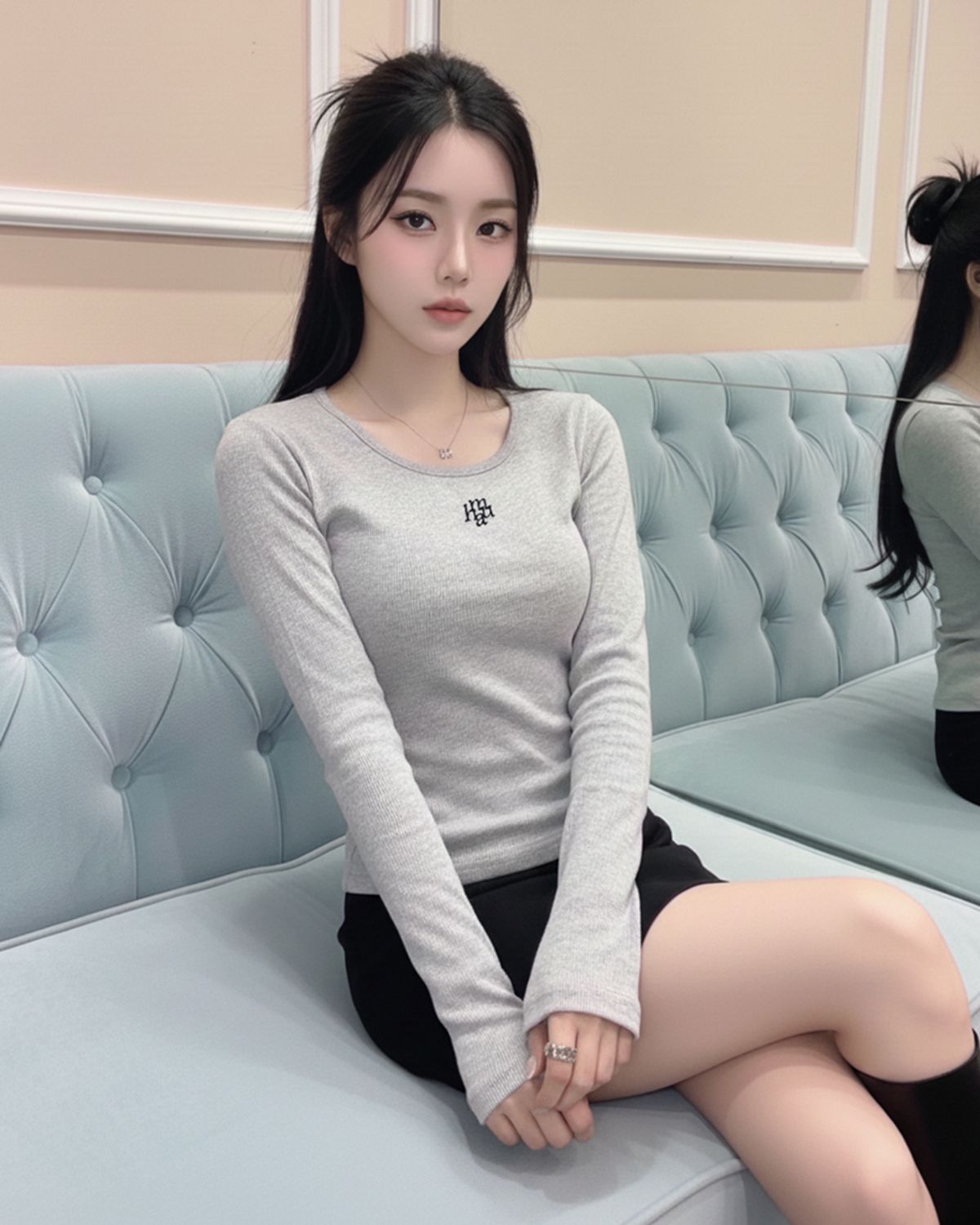 무아무아(MUAHMUAH) 스티치 유넥 긴팔 티셔츠 [7color]