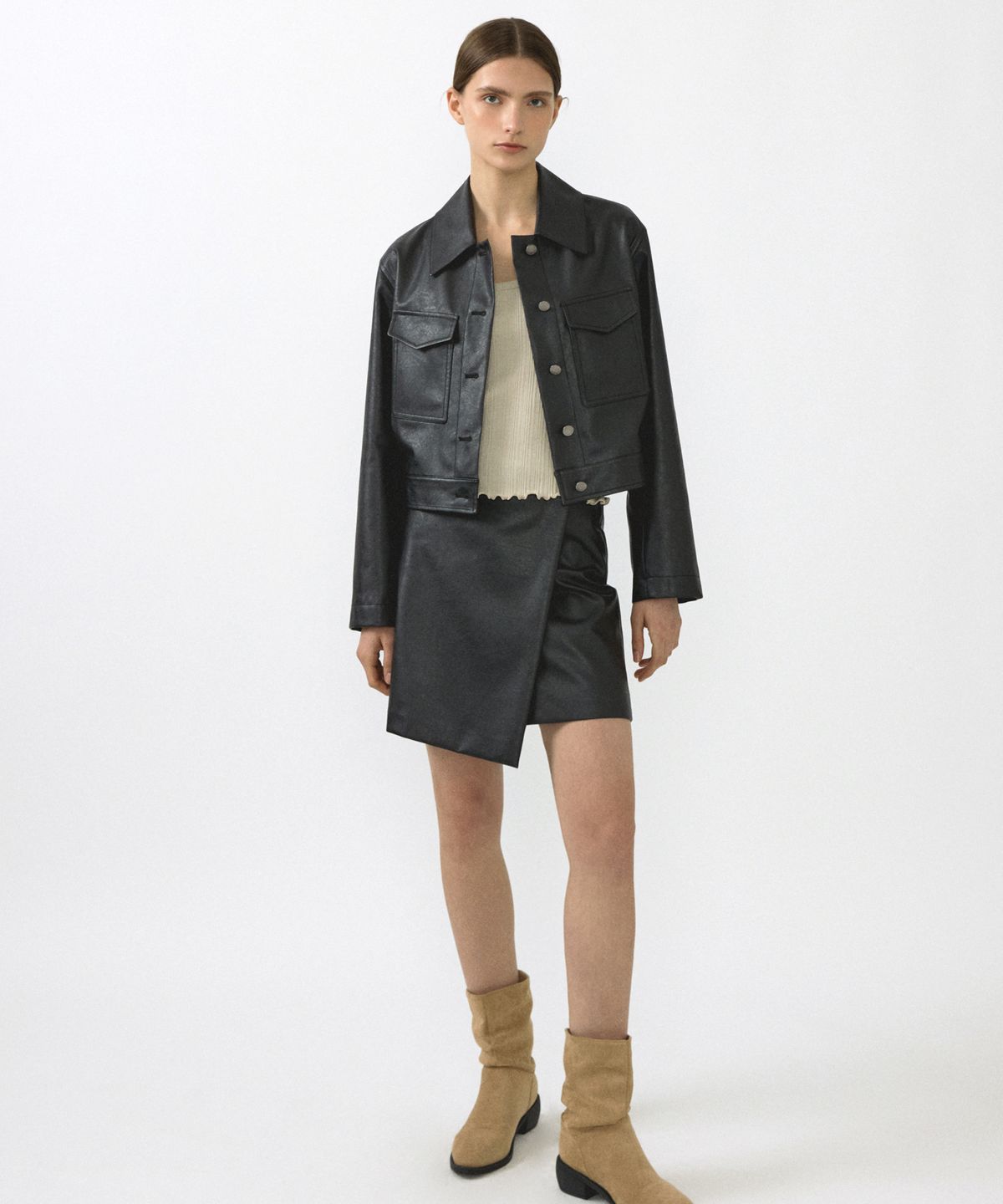 오떼뜨(OCTETTE) LEATHER WORK JK_BLACK
