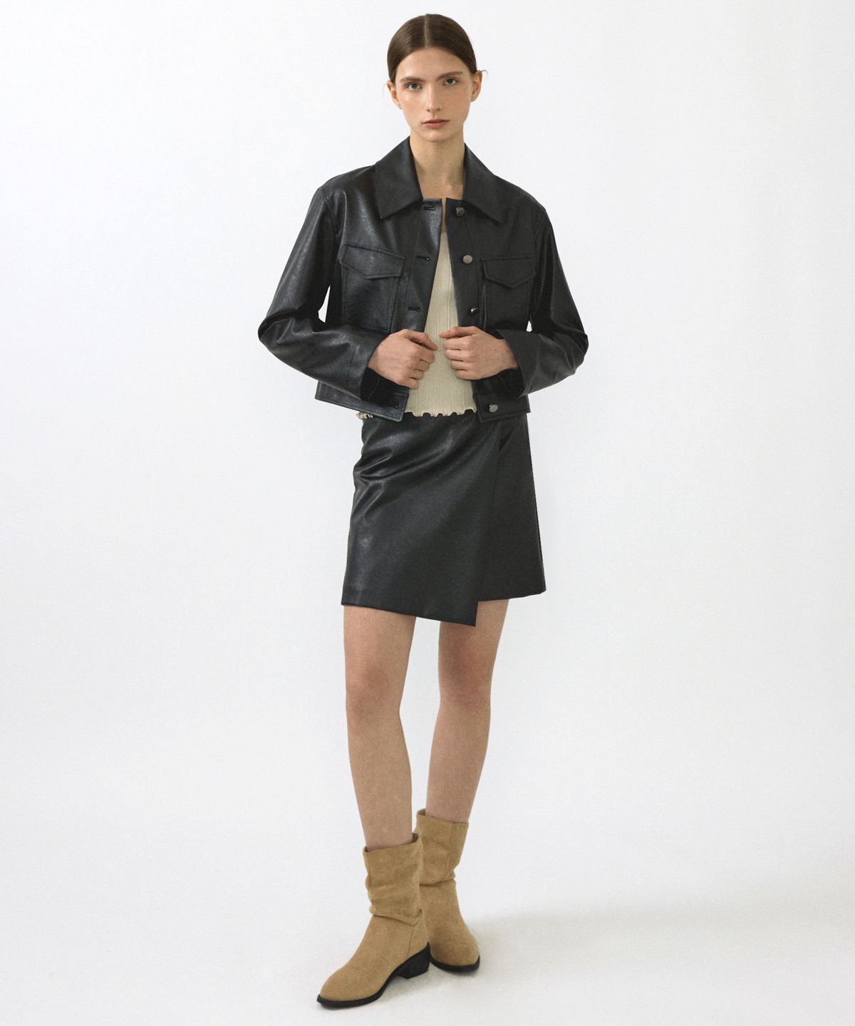 오떼뜨(OCTETTE) LEATHER WORK JK_BLACK