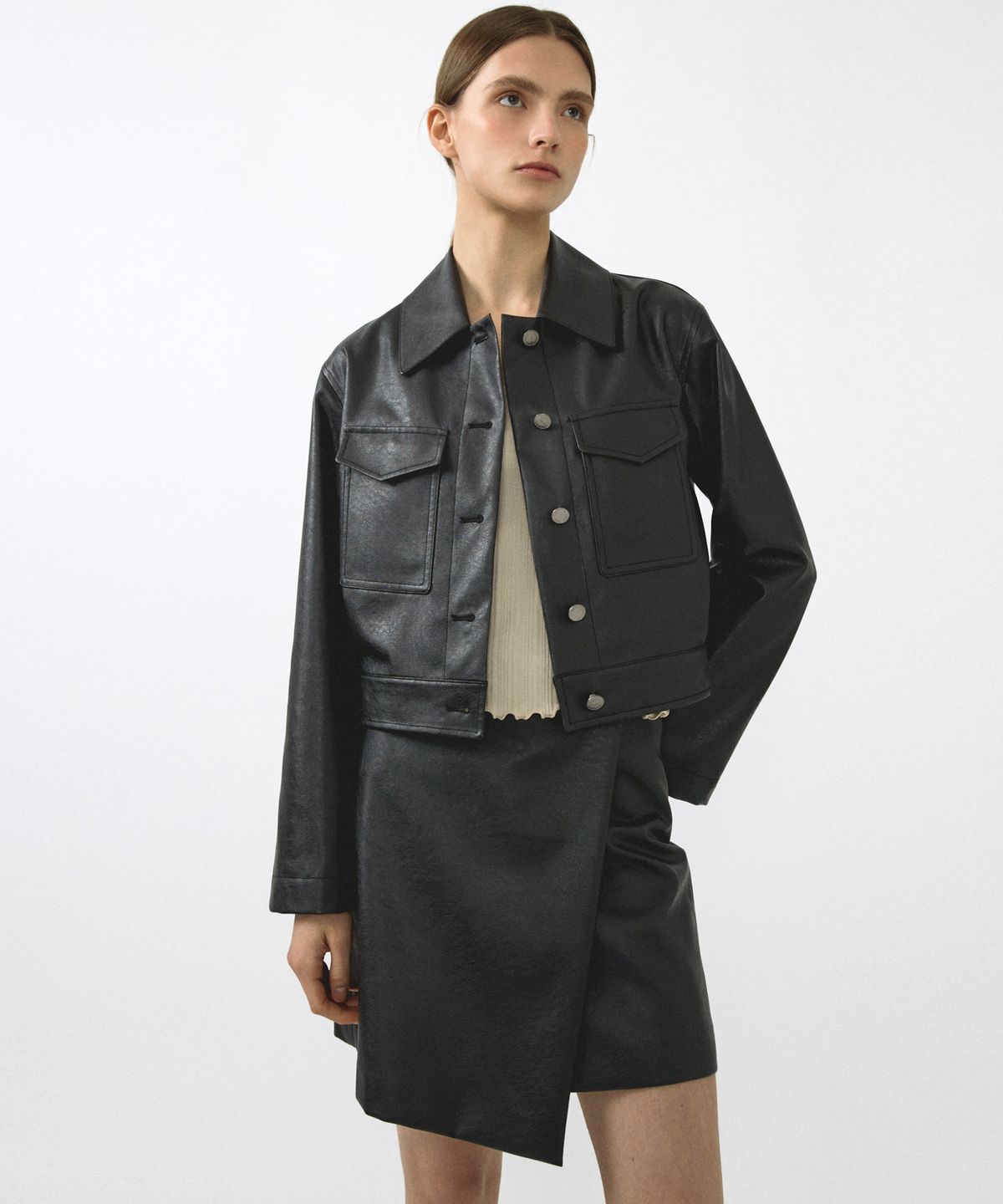 오떼뜨(OCTETTE) LEATHER WORK JK_BLACK