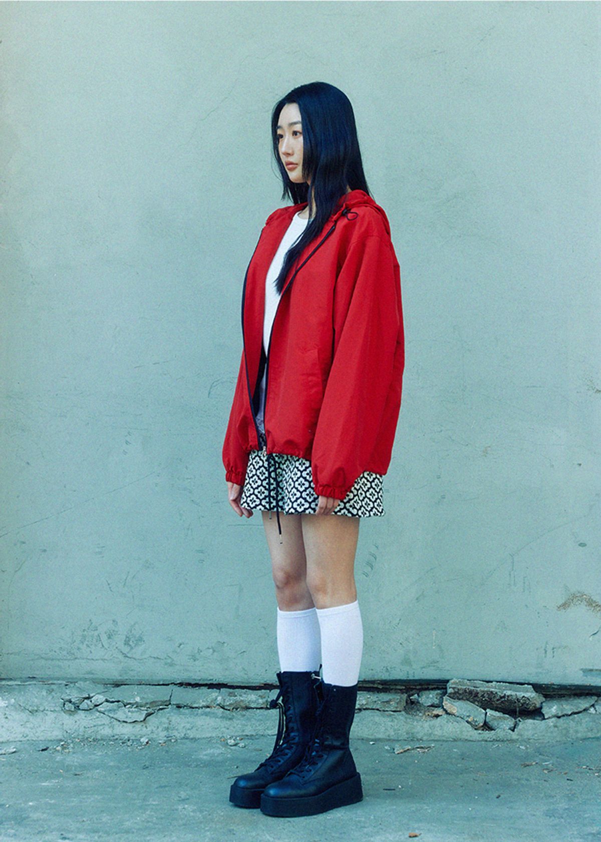 쿠키시(KOOKEESEE) 나일론 윈드브레이커 (레드)