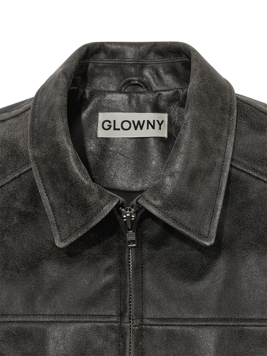 MUSINSA | GLOWNY FADE LEATHER JACKET - REGULAR (BLACK)