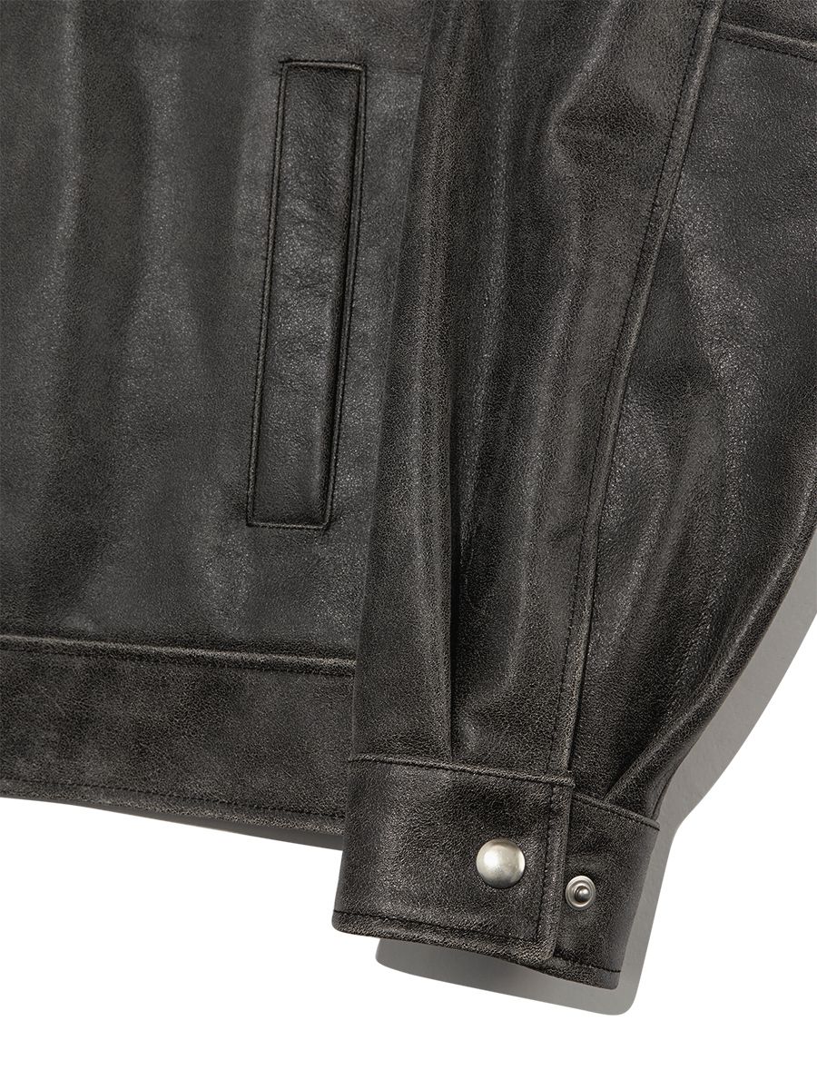 MUSINSA | GLOWNY FADE LEATHER JACKET - REGULAR (BLACK)