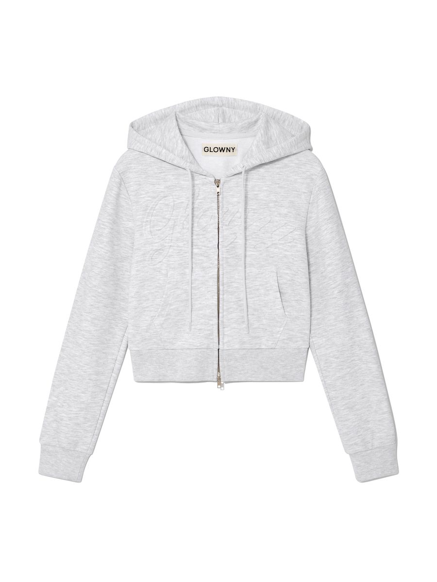 MUSINSA | GLOWNY JORDAN CROP ZIP-UP HOODIE (MELANGE GRAY)