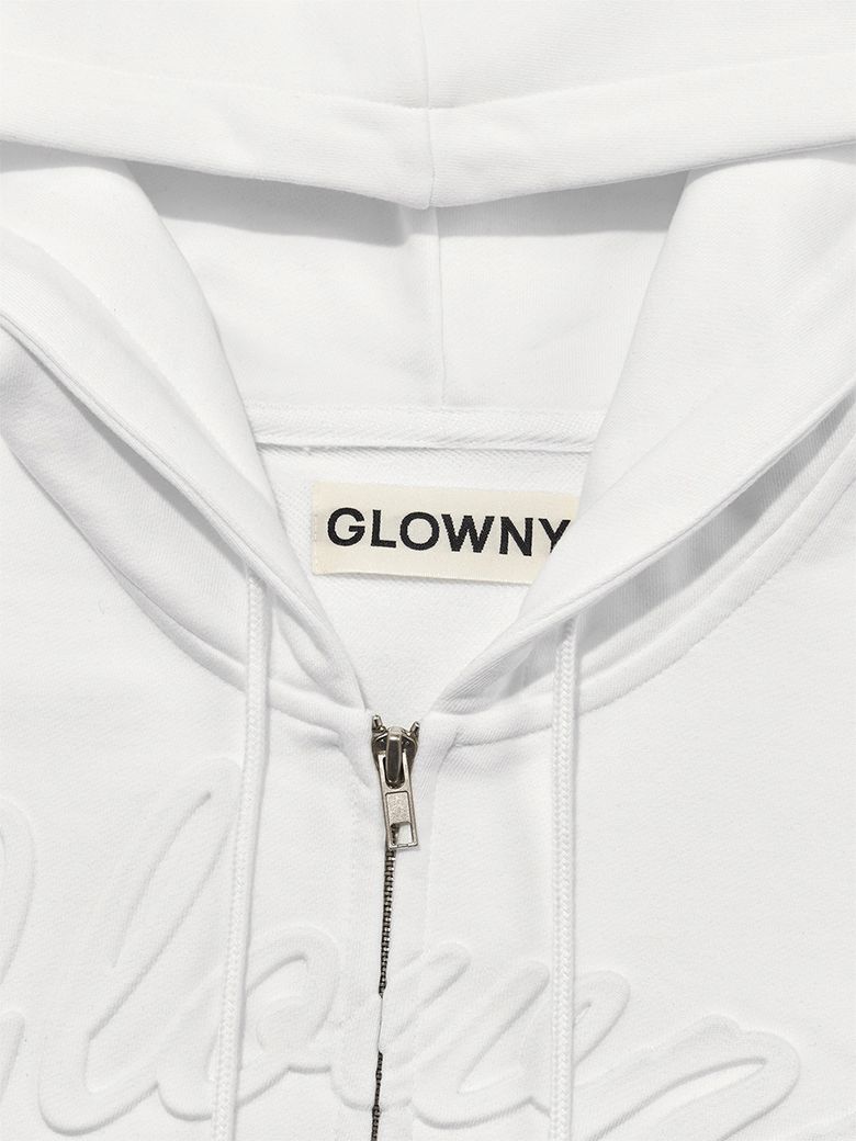 MUSINSA | GLOWNY JORDAN CROP ZIP-UP HOODIE (WHITE)