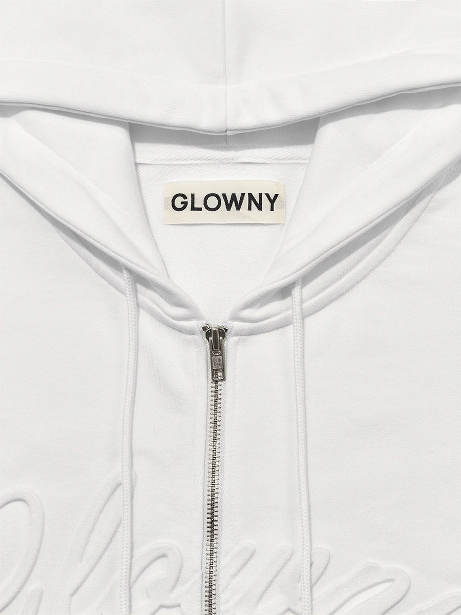 MUSINSA公式 | GLOWNY JORDAN ZIP-UP HOODIE (WHITE)
