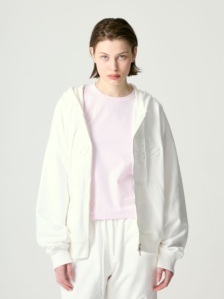 MUSINSA公式 | GLOWNY JORDAN ZIP-UP HOODIE (WHITE)