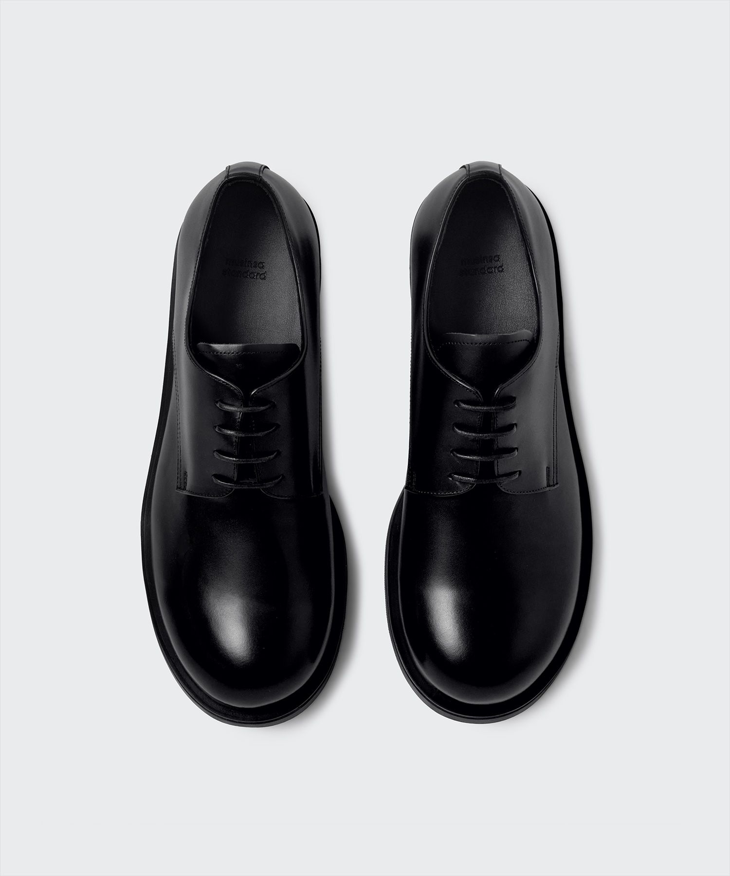 MUSINSA公式 | MUSINSA STANDARD Volume Round Derby Shoes [Black]