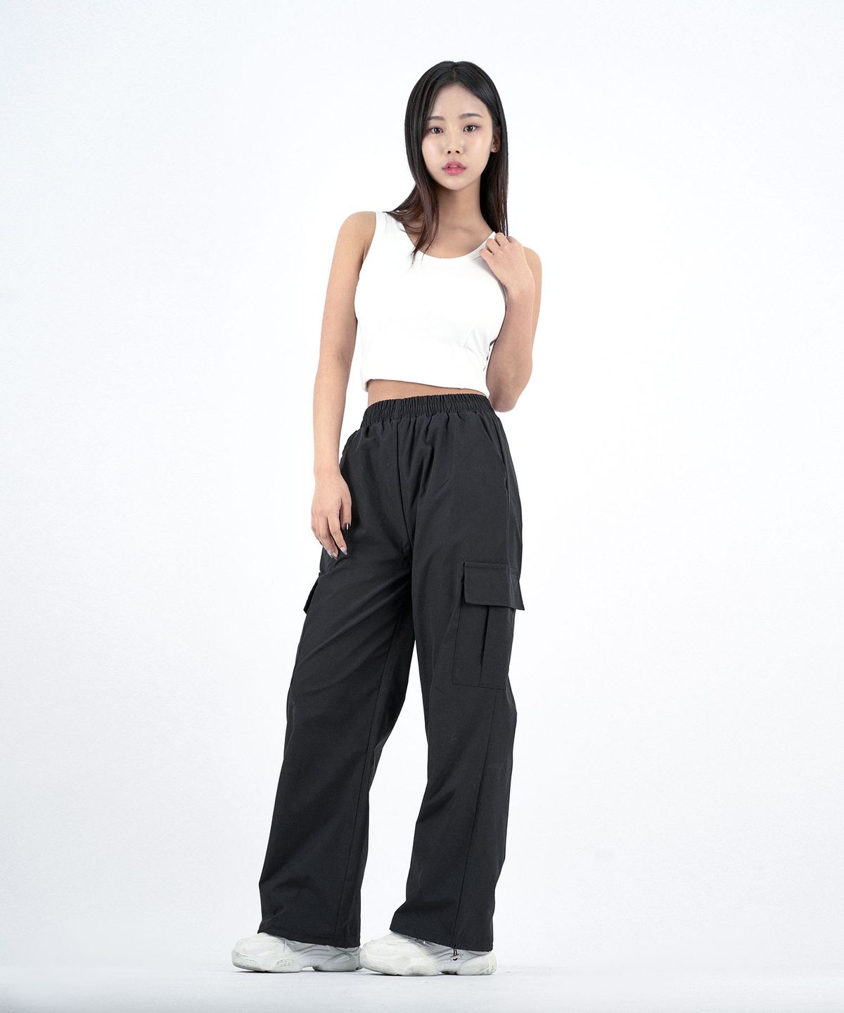 음(UMM) 카고스트링 와이드밴딩팬츠